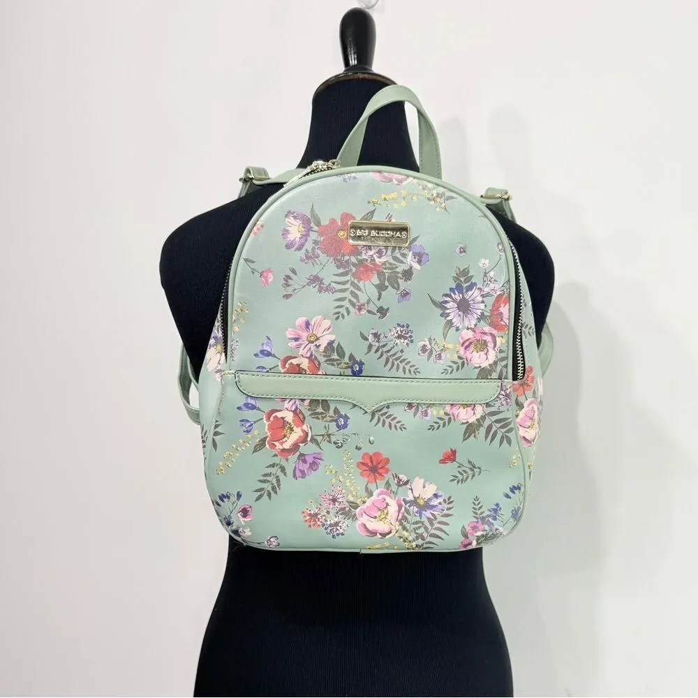Big Buddha Mint Green Colorful Floral Garden Print Vinyl Mini Backpack